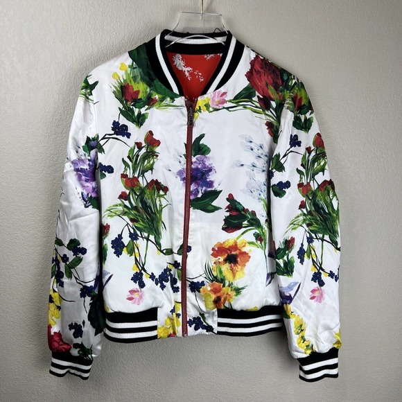 Alice + Olivia Jackets & Blazers - Alice Oliva Jacket Women Large Lonnie Floral Reversible Silk